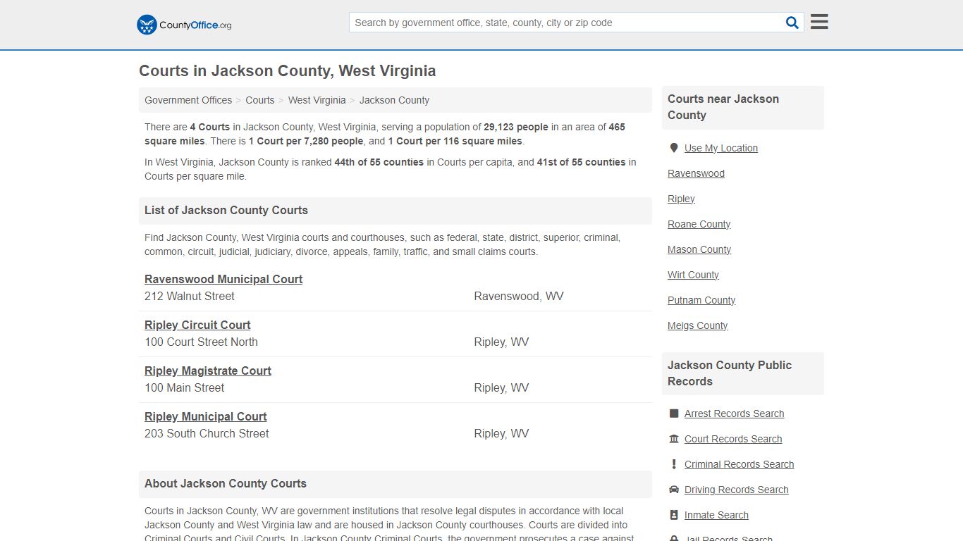 Courts - Jackson County, WV (Court Records & Calendars)